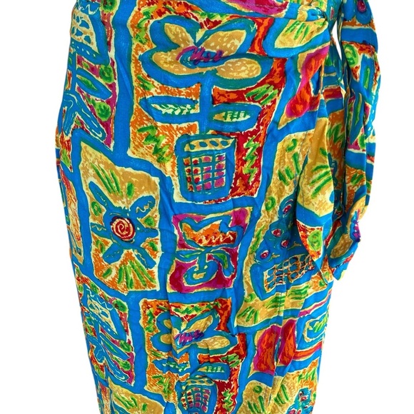 Big Hed Womens Vintage 90s Tribal Luau Maxi Long Skirt - Picture 5 of 8